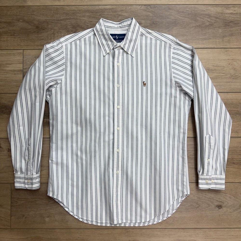 Ralph Lauren Classic Fit Striped Button Down Shirt Mens 16 34/35 Heavyweight